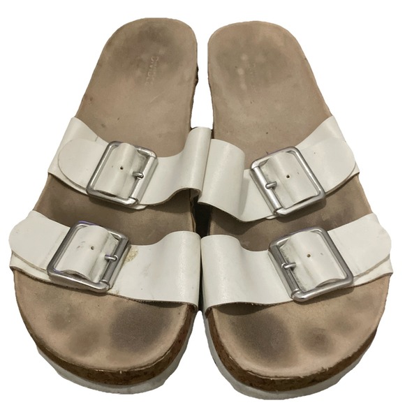 Divided by H&M Shoes - Divided By H&M Womens Slides Double Strap Buckle Cork Sandals White Size 8